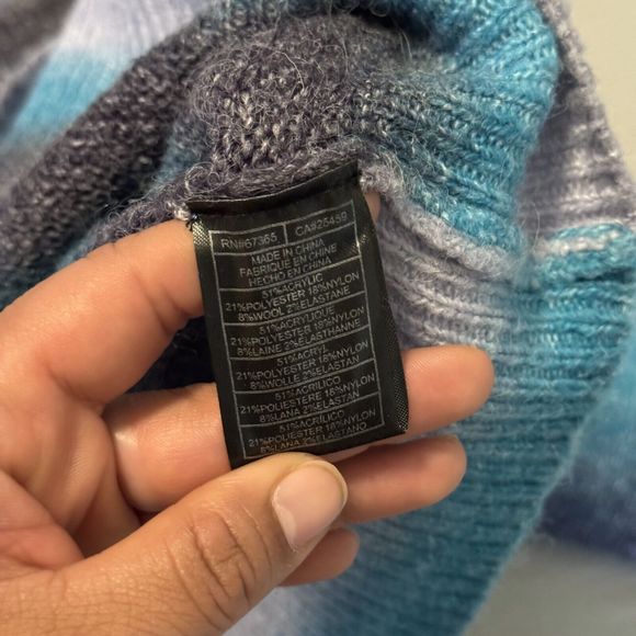 BB Dakota By Steve Madden Sweater Women's XL Blue Ombre Wool Knit Raglan Sleeve - Picture 7 of 7